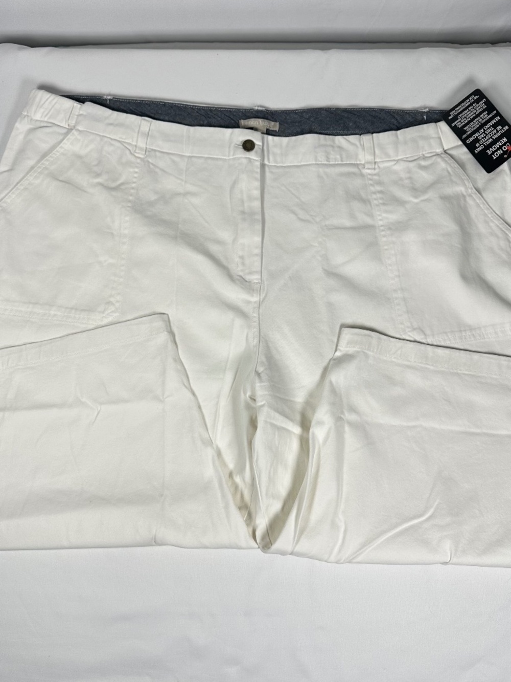 Woman Within White Capri Cropped Cargo Pants Plus Size 28W NWT